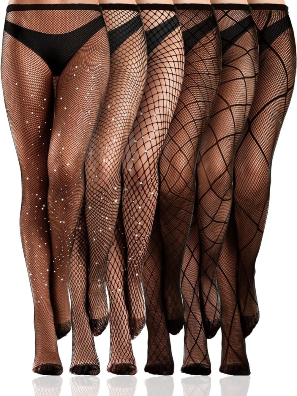 6 Pairs Women's Fishnet Thigh High Stockings - Sexy, Trendy, Comfortable Hosiery